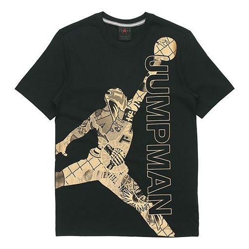 Air Jordan Jumpman Flying Man Logo Printing Short Sleeve Black CK1189-010