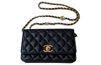 CHANEL Grained Calfskin Chain Bag Shoulder Bag Crossbody Bag Women's Black