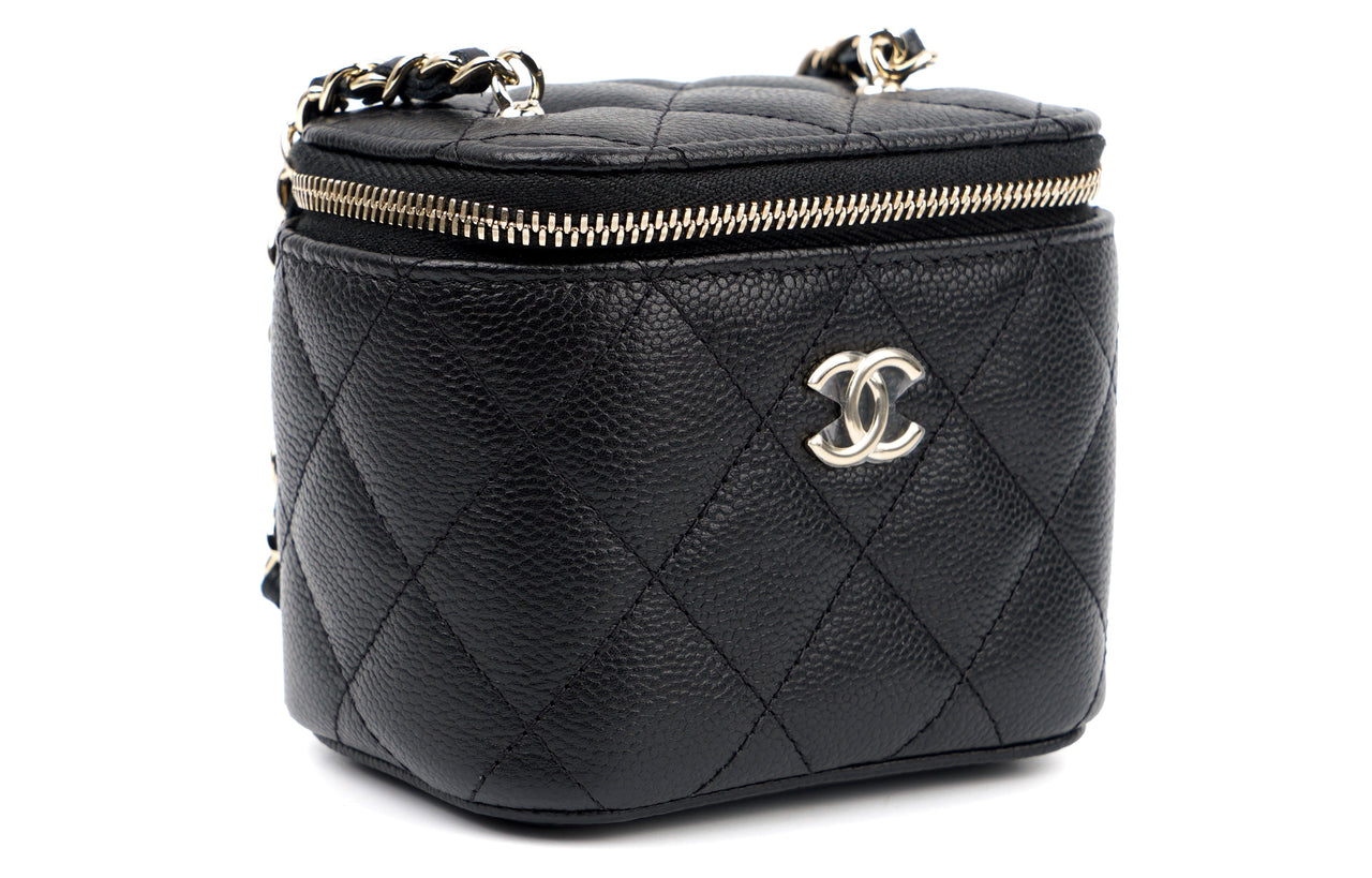 CHANEL Grained Embossed Cow Leather Box Bag Shoulder Bag Crossbody Bag Small Size Women's Black