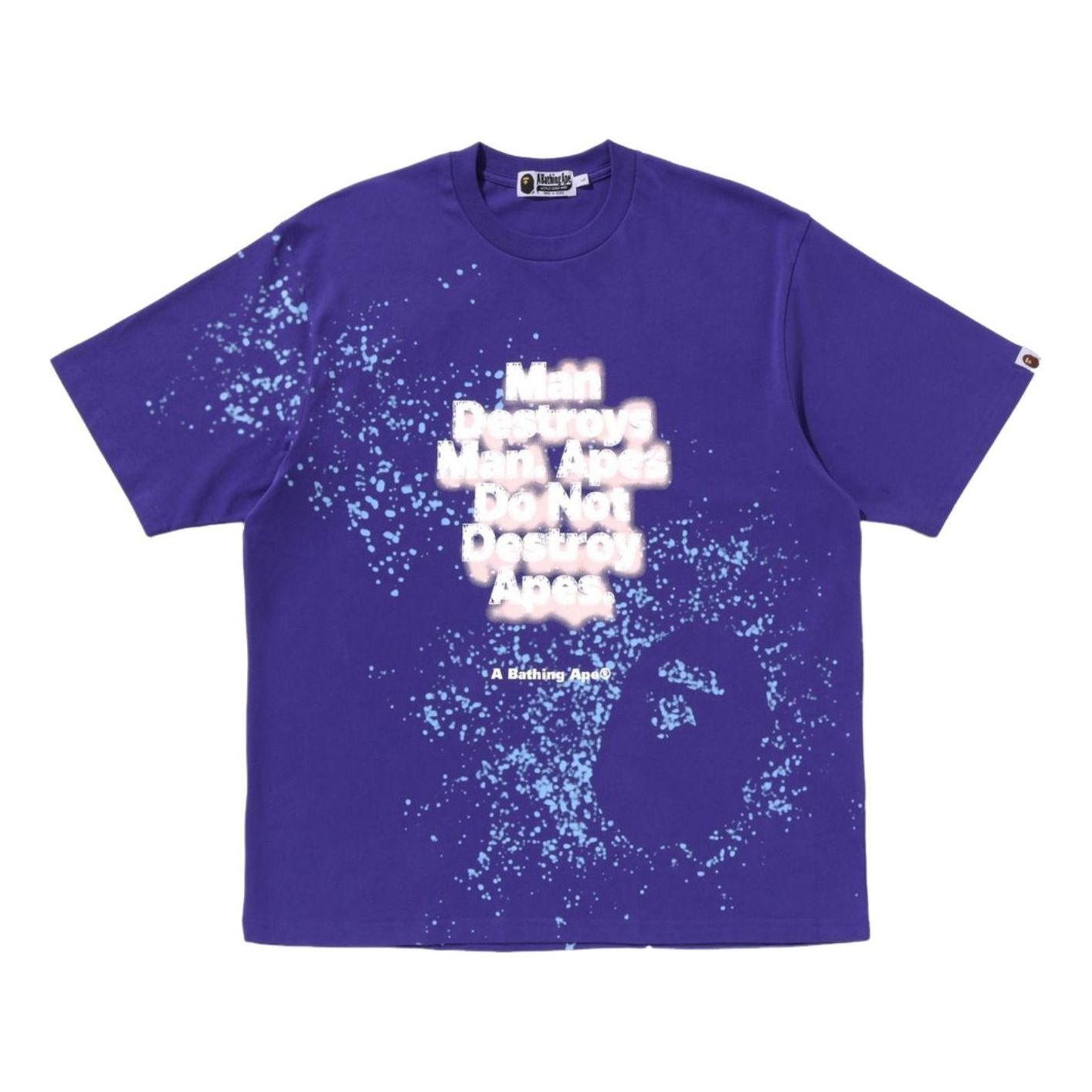 A Bathing Ape Spray Print Slogan Relaxed Fit T-Shirt 'Purple' 1K80-109-313-PUR