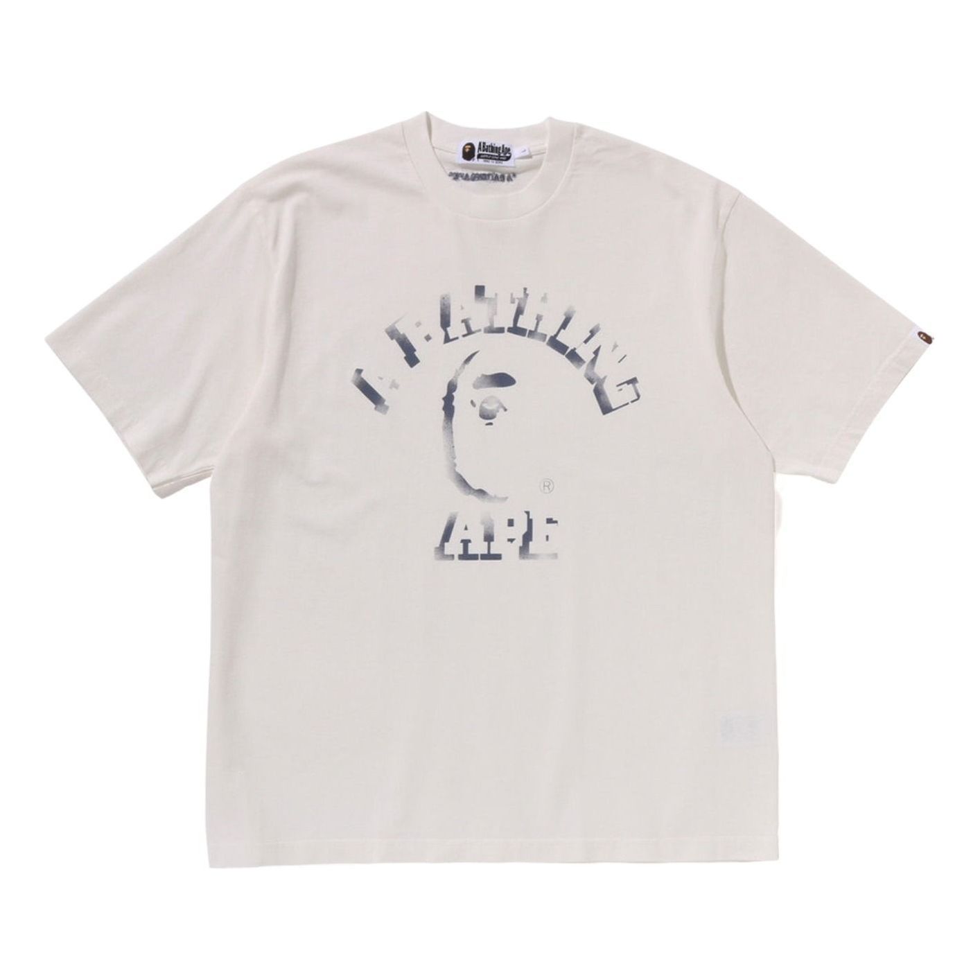 A Bathing Ape Garment Dye Spray Print College Relaxed Fit T-Shirt 'Ivory' 1L30-109-345-IVRY