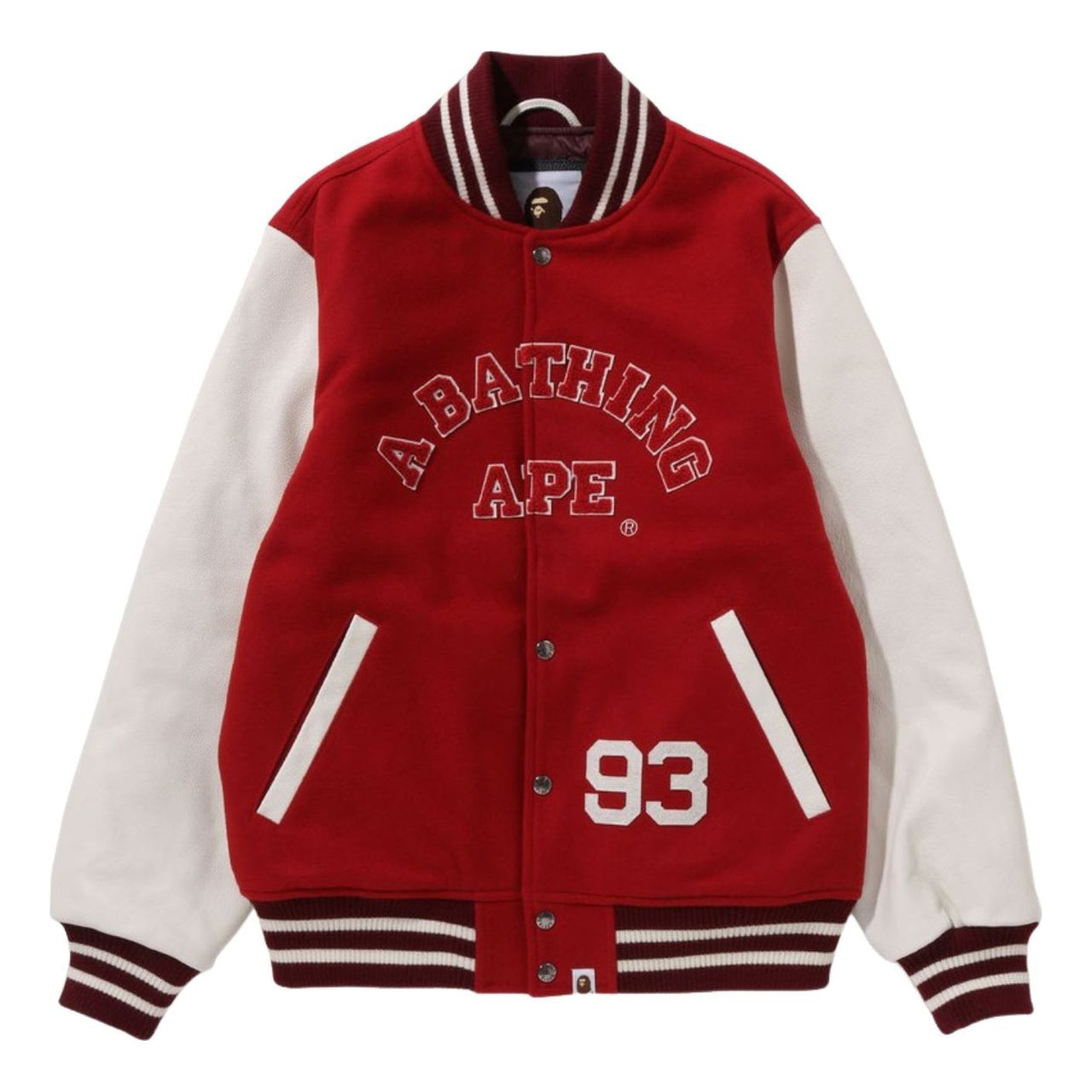 A Bathing Ape Giant Ape Head Varsity Jacket 'Burgundy' 1I80-141-013-BGD