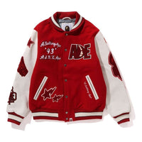 A Bathing Ape BAPE Multi Motif Varsity Jacket 'Red' 1J80-141-001-RED