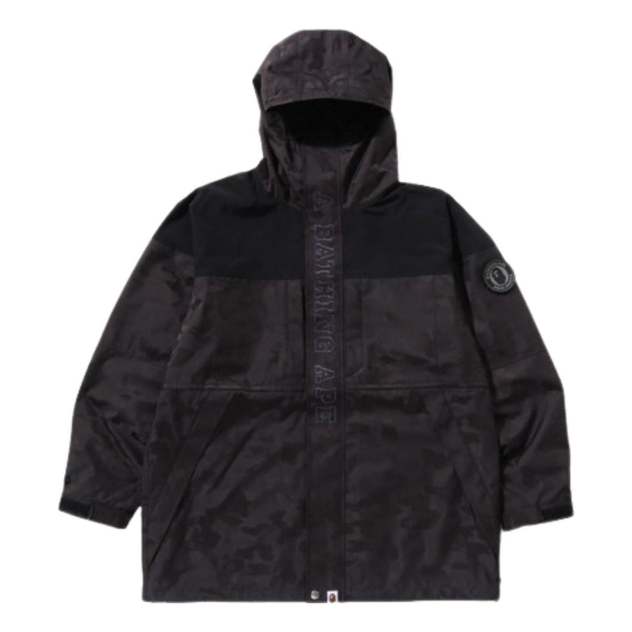 A Bathing Ape Solid Camo Jacquard Long Jacket 'Black' 1K80-140-011-BLK