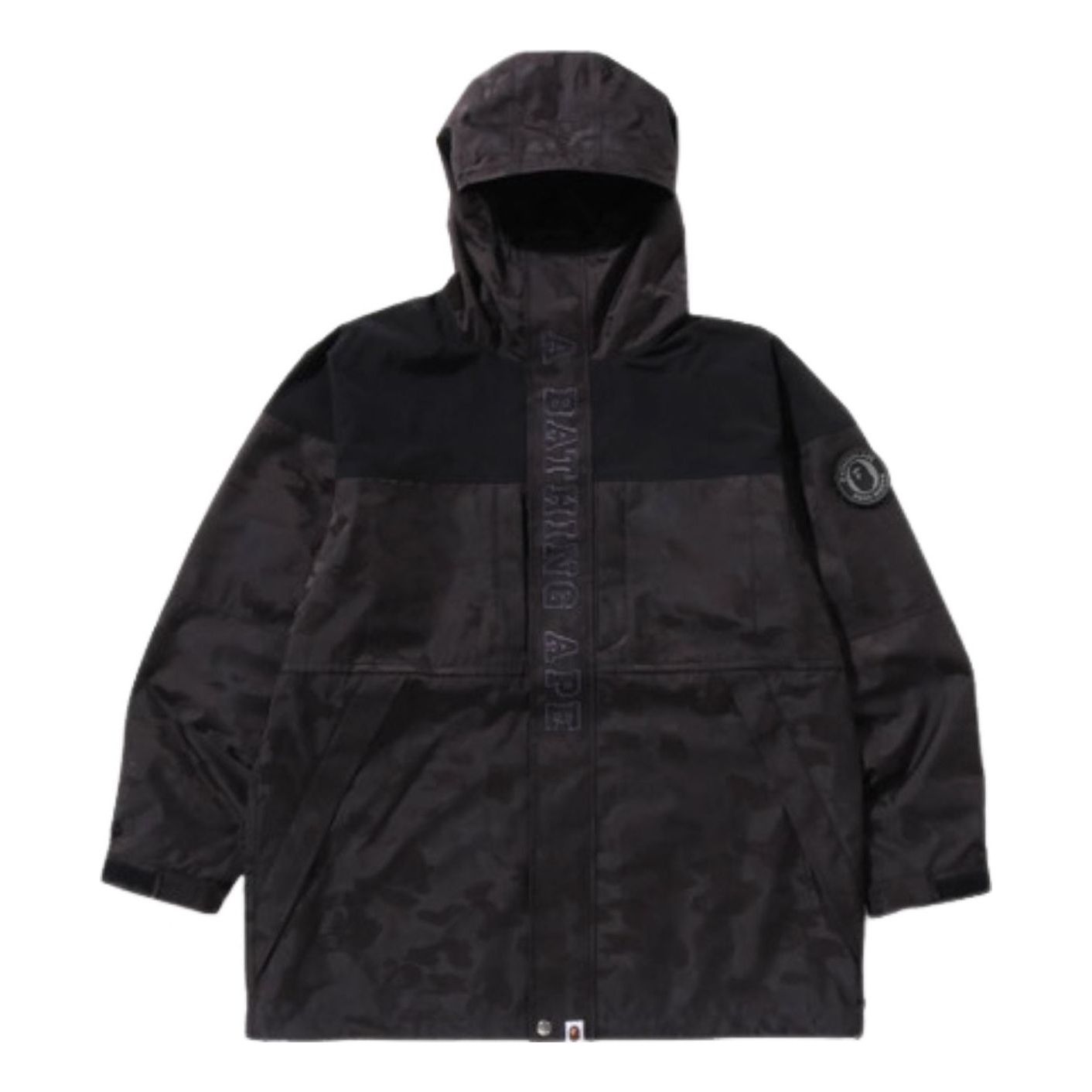 A Bathing Ape Solid Camo Jacquard Long Jacket 'Black' 1K80-140-011-BLK