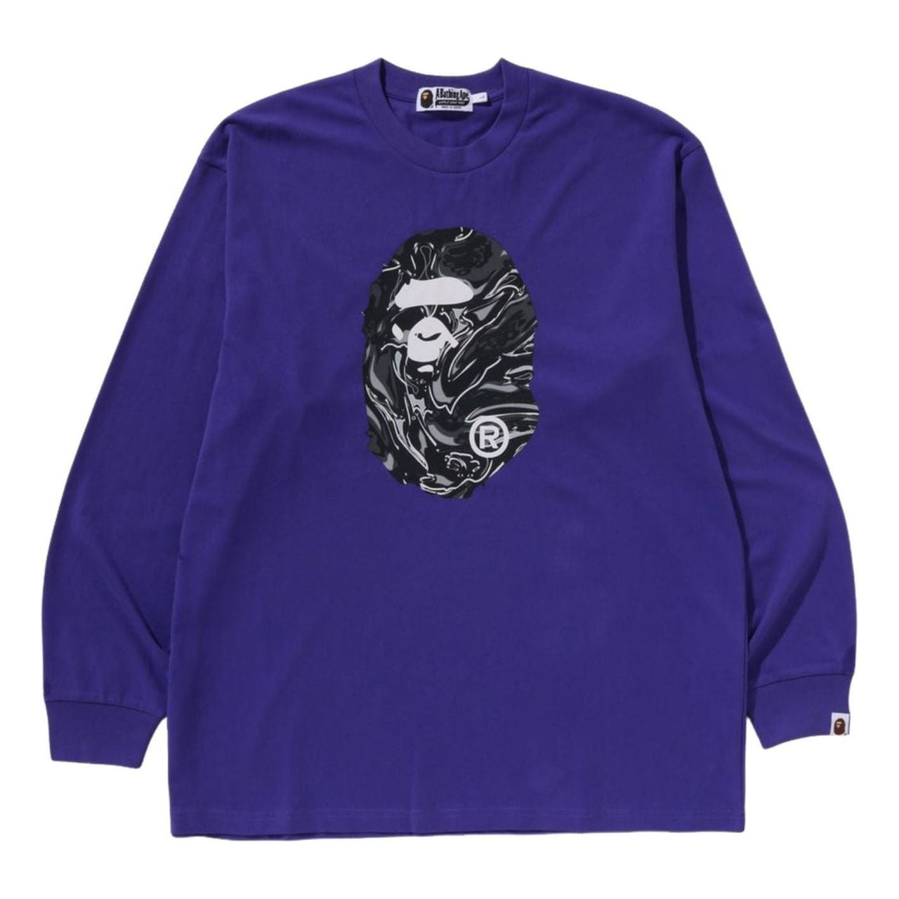 A Bathing Ape Marbling Camo Ape Head Relaxed L/S T-Shirt 'Purple' 1K80-111-339-PUR