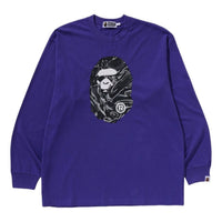 A Bathing Ape Marbling Camo Ape Head Relaxed L/S T-Shirt 'Purple' 1K80-111-339-PUR