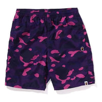 A Bathing Ape Color Camo Ape Head One Point Beach Shorts 'Purple' 1K30-153-006-PURPLE