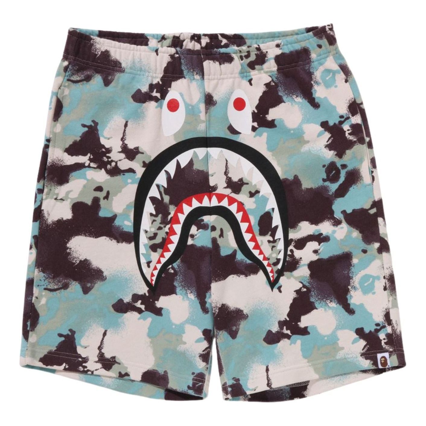 A Bathing Ape Map Camo Regular Fit Shark Sweat Shorts 'Multicolor' 1L30-153-001-MULTI
