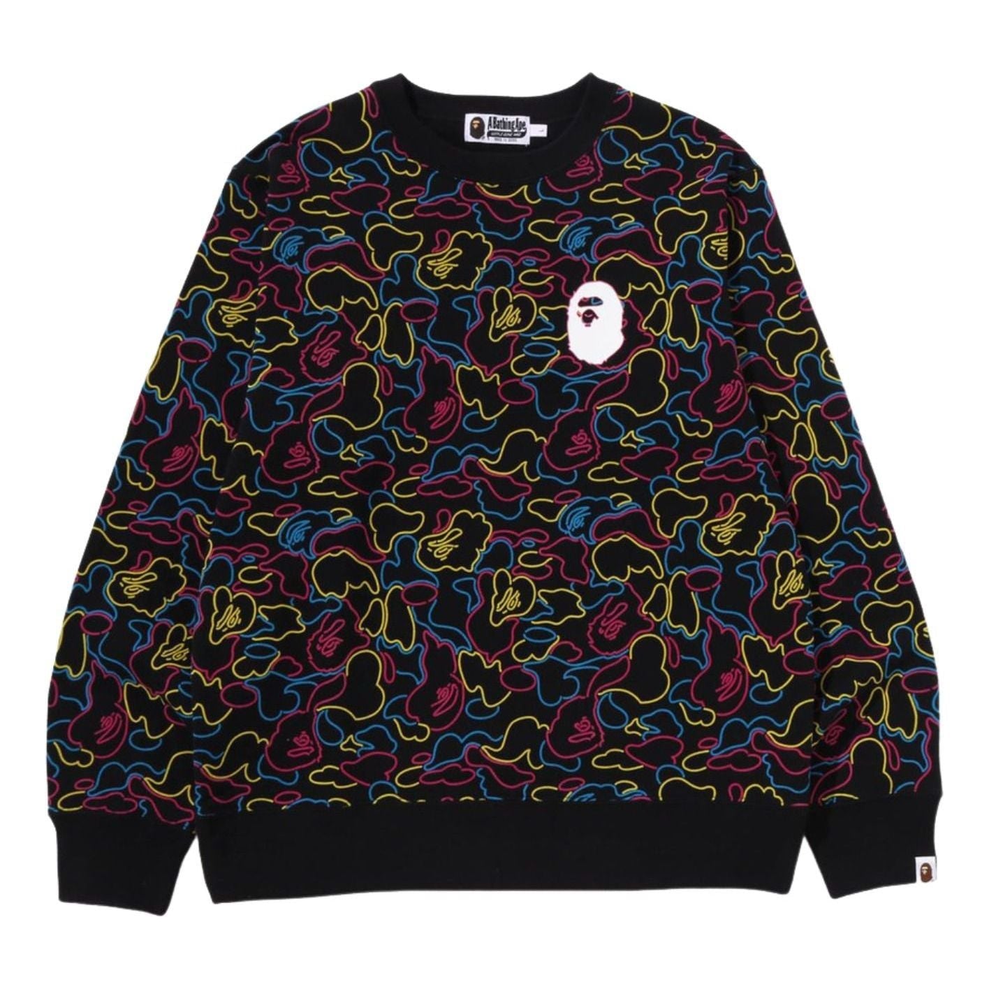 A Bathing Ape Neon Camo Crewneck Sweatshirt 'Multicolor' 1L30-113-008-MUTL