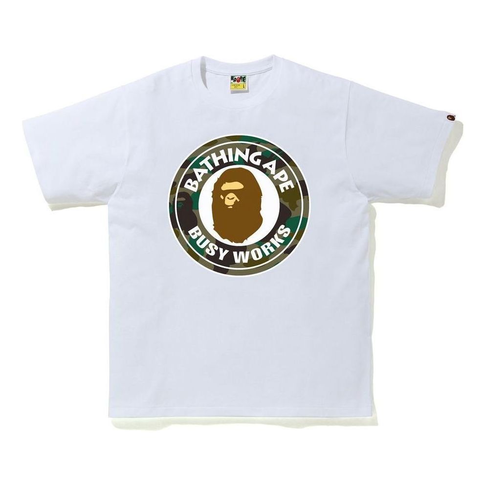 A Bathing Ape 1st Camo Busy Works T-Shirt 'White Green' 1H80-110-008-WHXGR