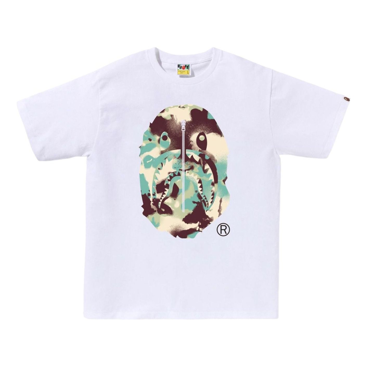 A Bathing Ape Map Camo Ape Head Shark T-Shirt 'White Multicolor' 1L30-110-023-WHTMLT