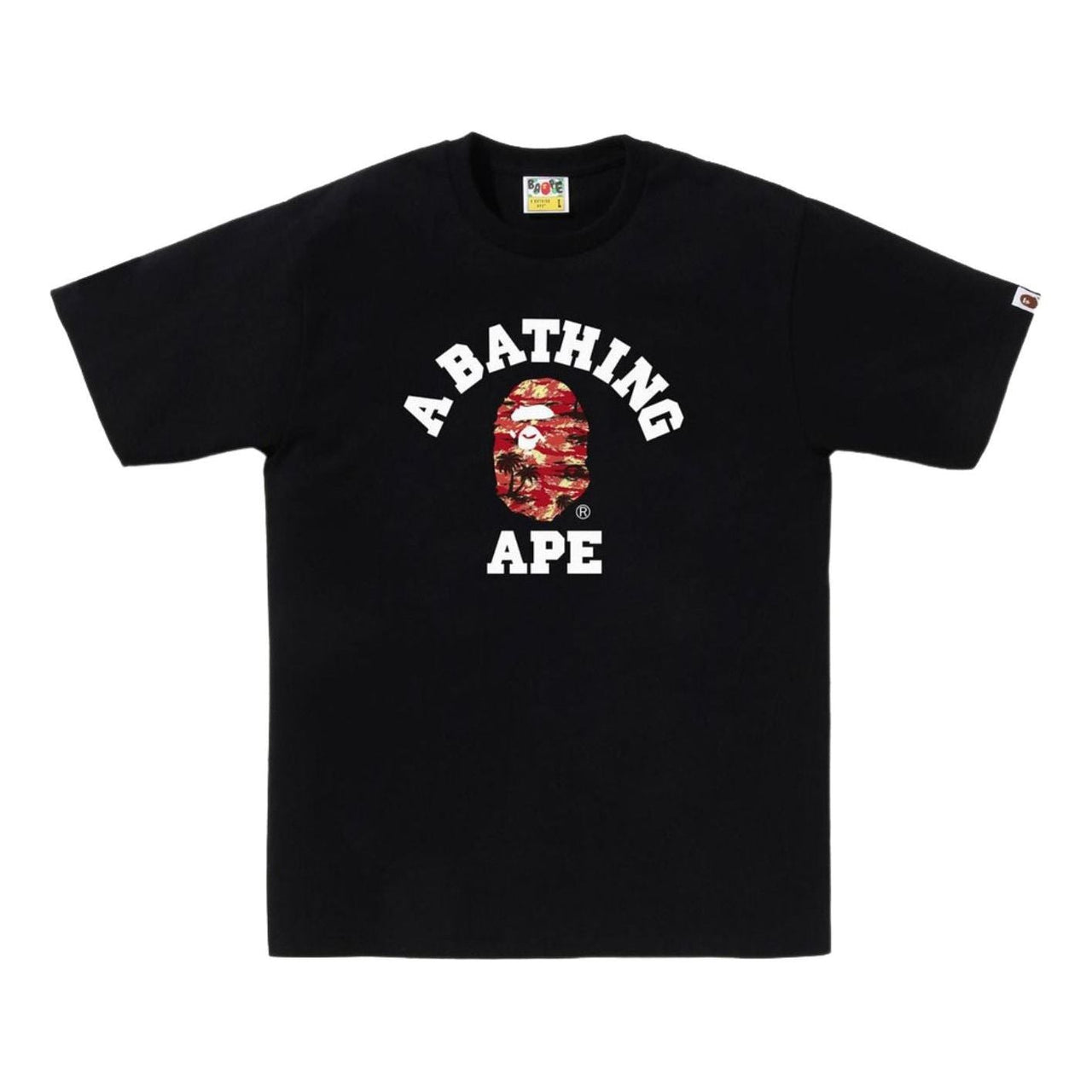 A Bathing Ape Palm Tree Camo College T-Shirt 'Black Red' 1L30-110-025-BLKRED