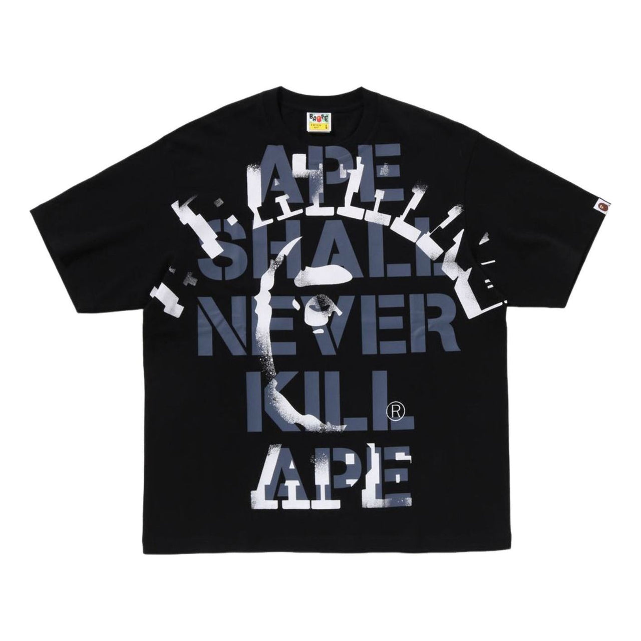 A Bathing Ape Spray Print College Relaxed Fit T-Shirt 'Black' 1L30-110-329-BLK
