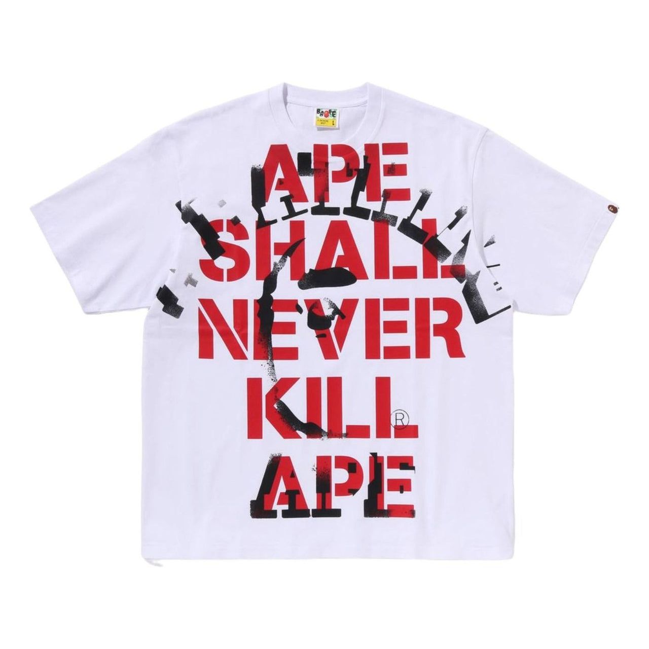 A Bathing Ape Spray Print College Relaxed Fit T-Shirt 'White' 1L30-110-329-GRY