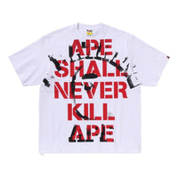A Bathing Ape Spray Print College Relaxed Fit T-Shirt 'White' 1L30-110-329-GRY