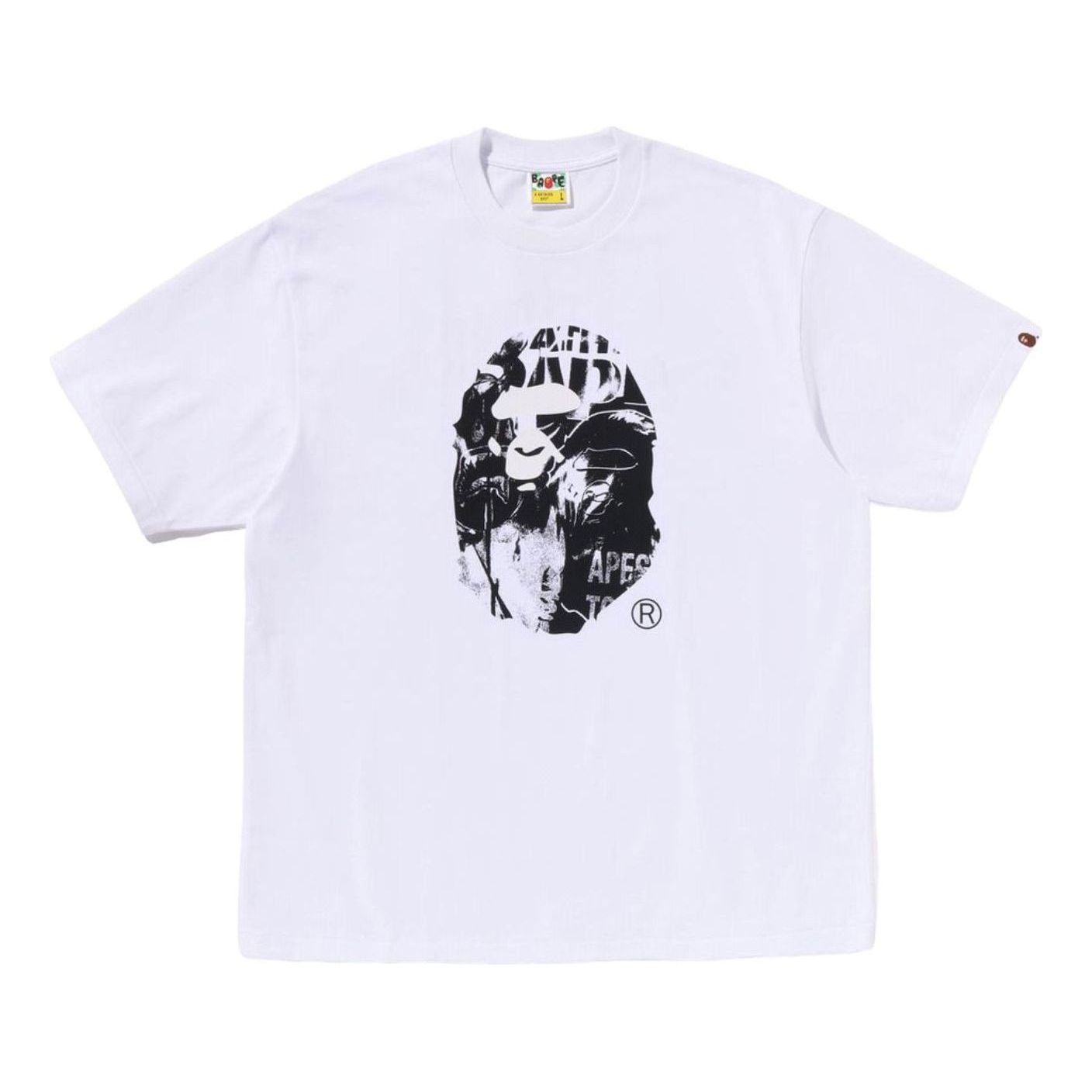 A Bathing Ape Photo Print Ape Head Relaxed Fit T-Shirt 'White' 1L30-110-333-WHT