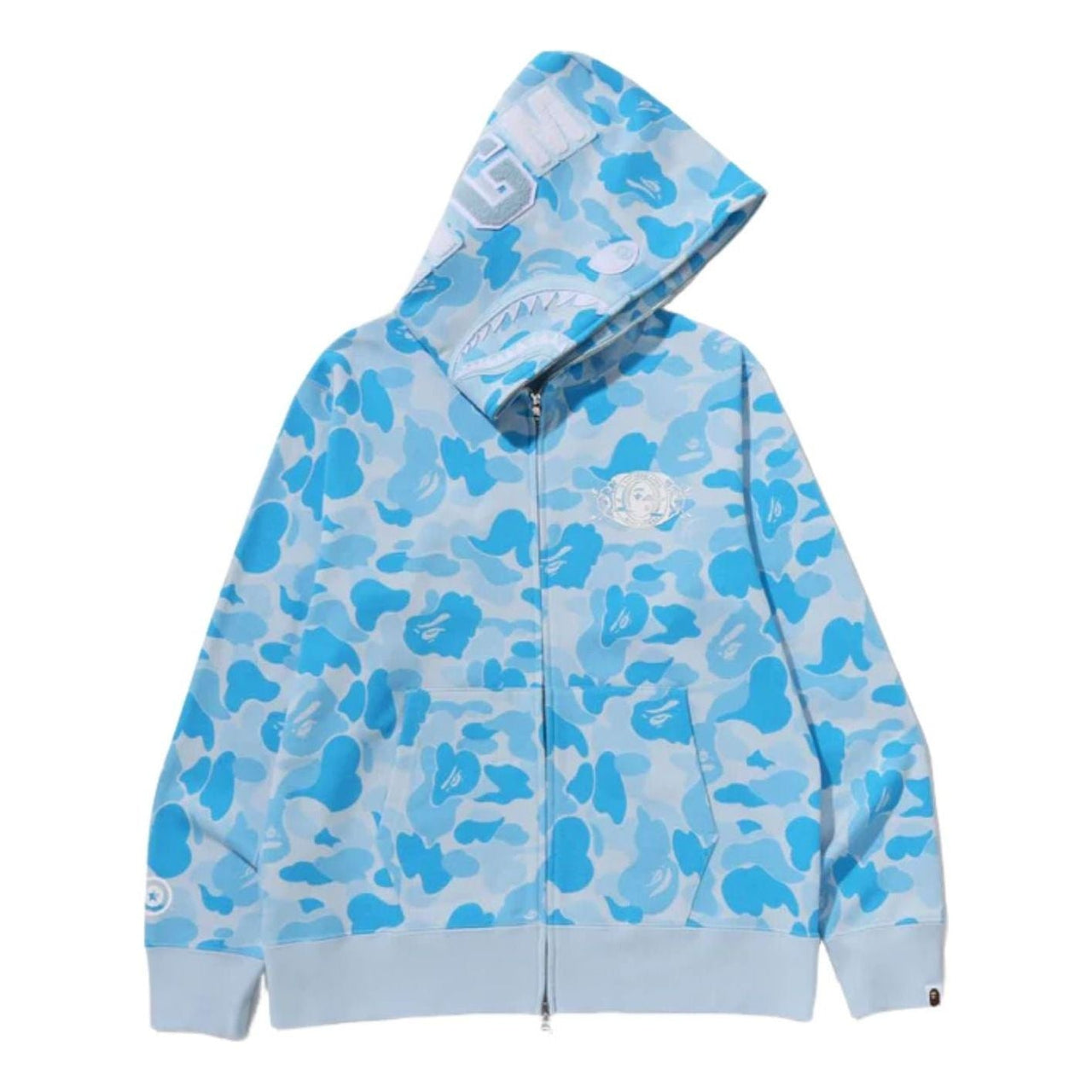 A Bathing Ape Icy Bape ABC Camo Shark Full Zip Hoodie 'Sax' 0ZXSWM001151Q