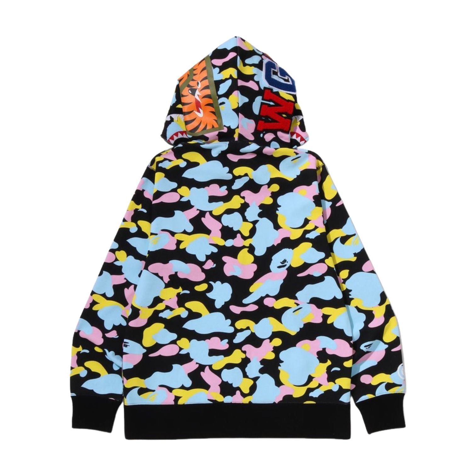 A Bathing Ape Multi Camo Shark Zip Hoodie 'Black' 1M20-115-005-BLK
