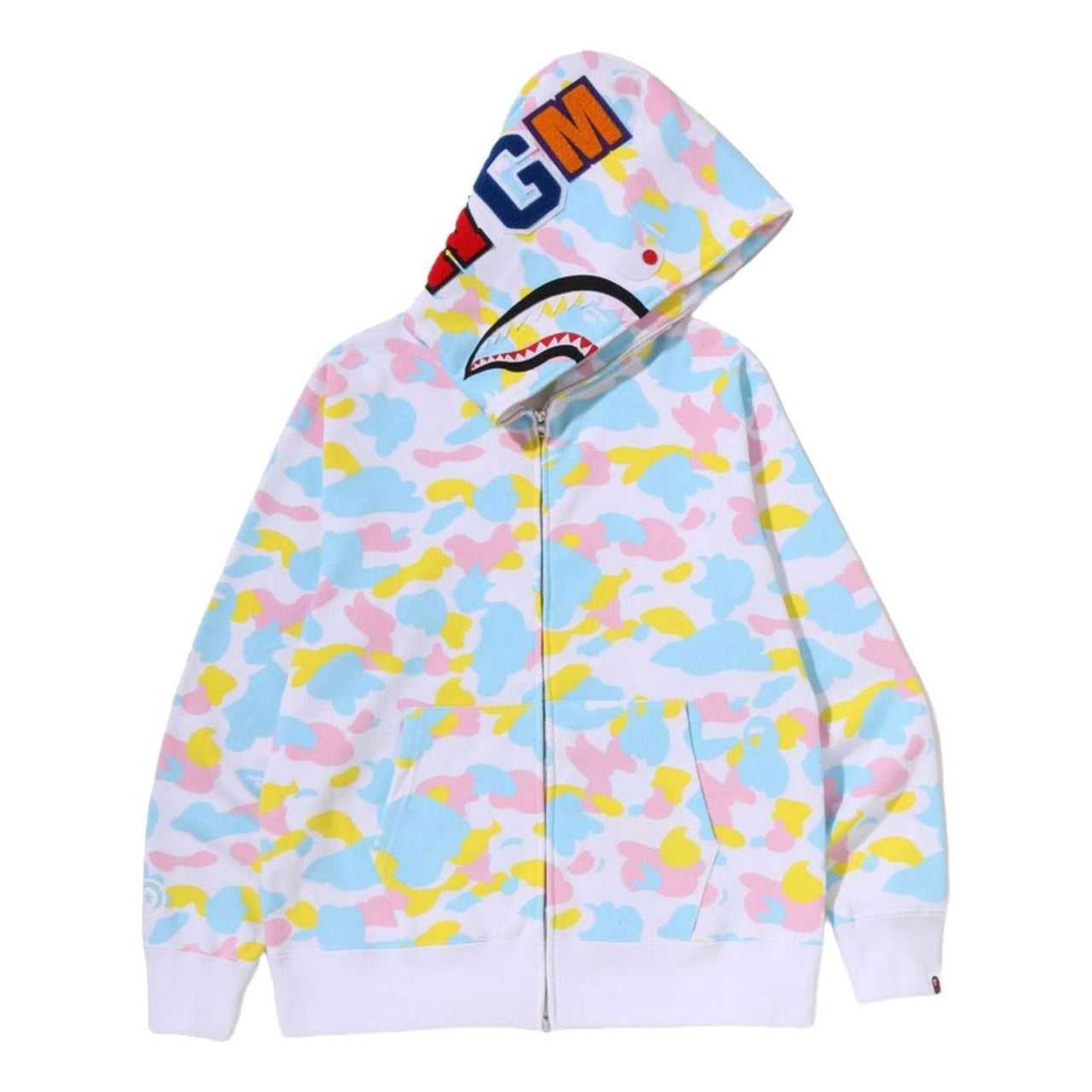 A Bathing Ape Multi Camo Shark Zip Hoodie 'White' 1M20-115-005-WHT