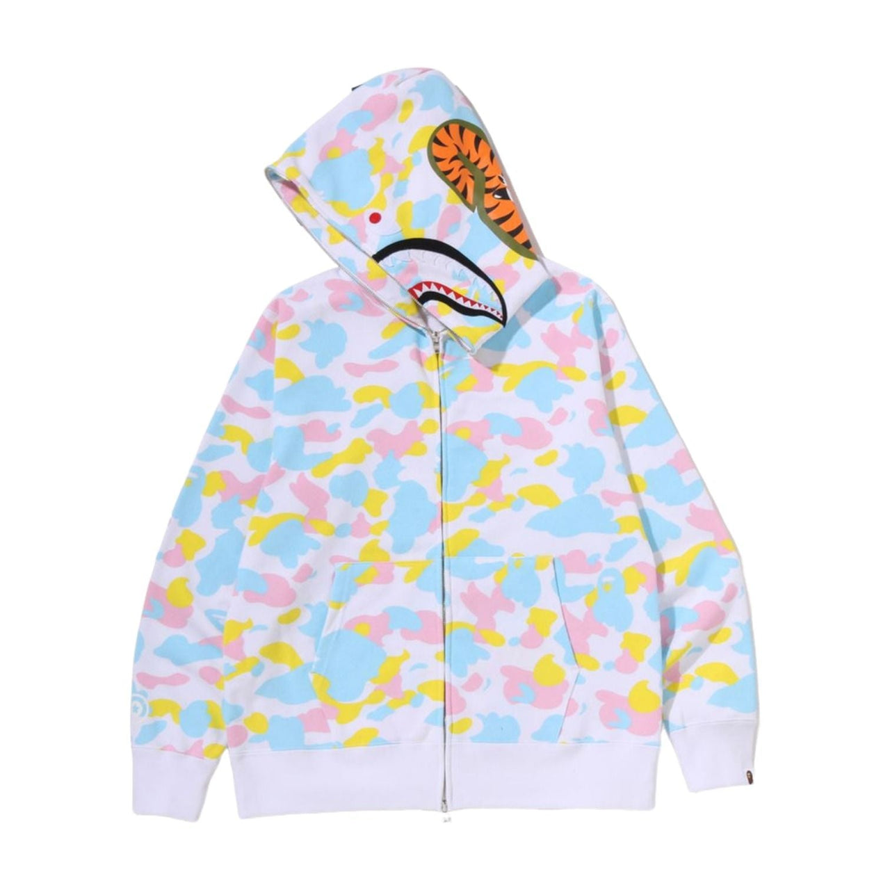 A Bathing Ape Multi Camo Shark Zip Hoodie 'White' 1M20-115-005-WHT