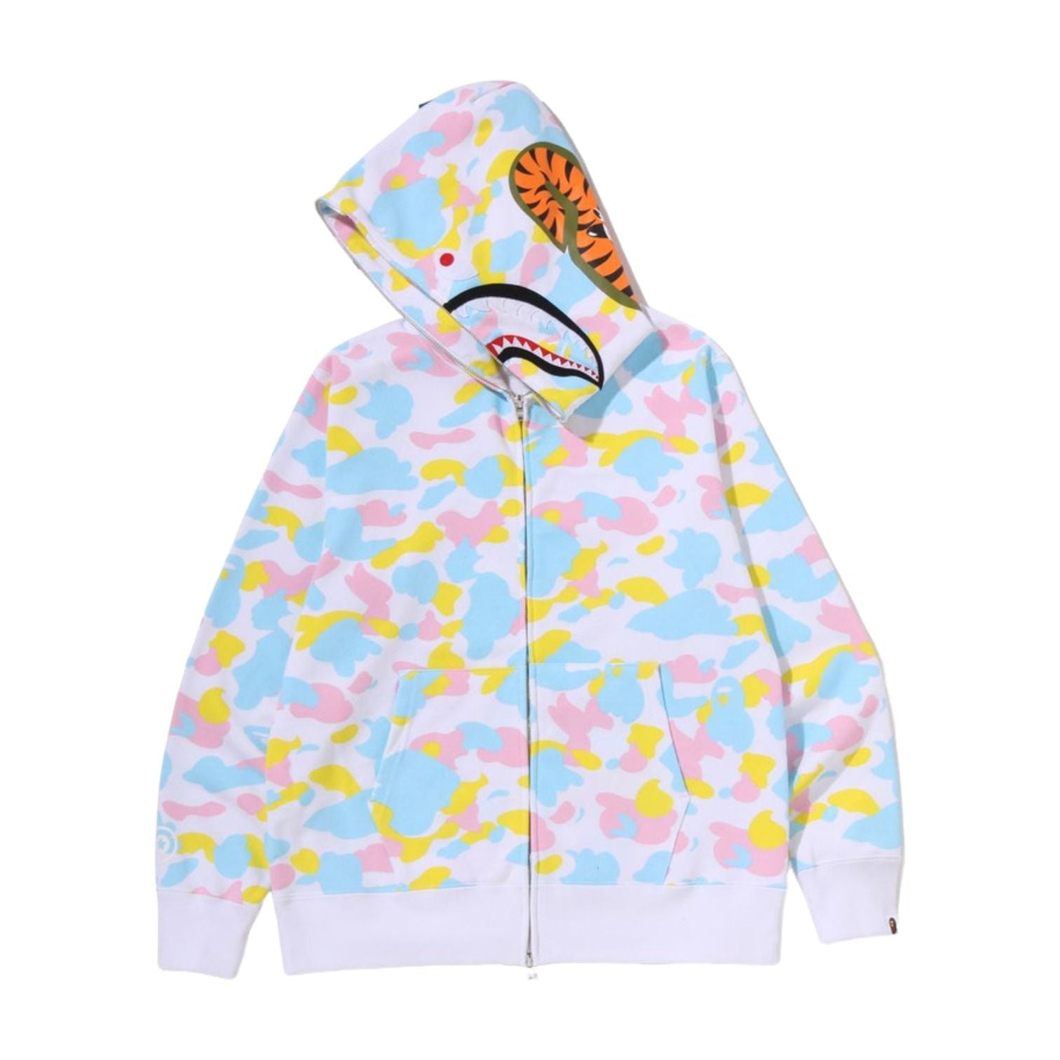 A Bathing Ape Multi Camo Shark Zip Hoodie 'White' 1M20-115-005-WHT