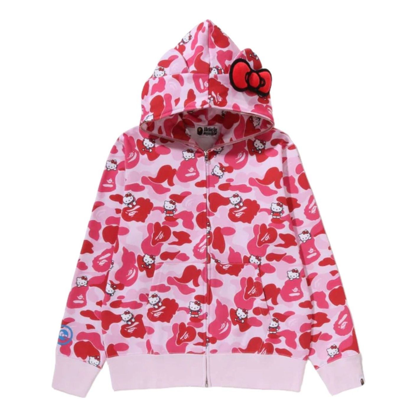 (WMNS) A Bathing Ape x HELLO KITTY Camo Full Zip Hoodie 'Pink' 1M23-215-902