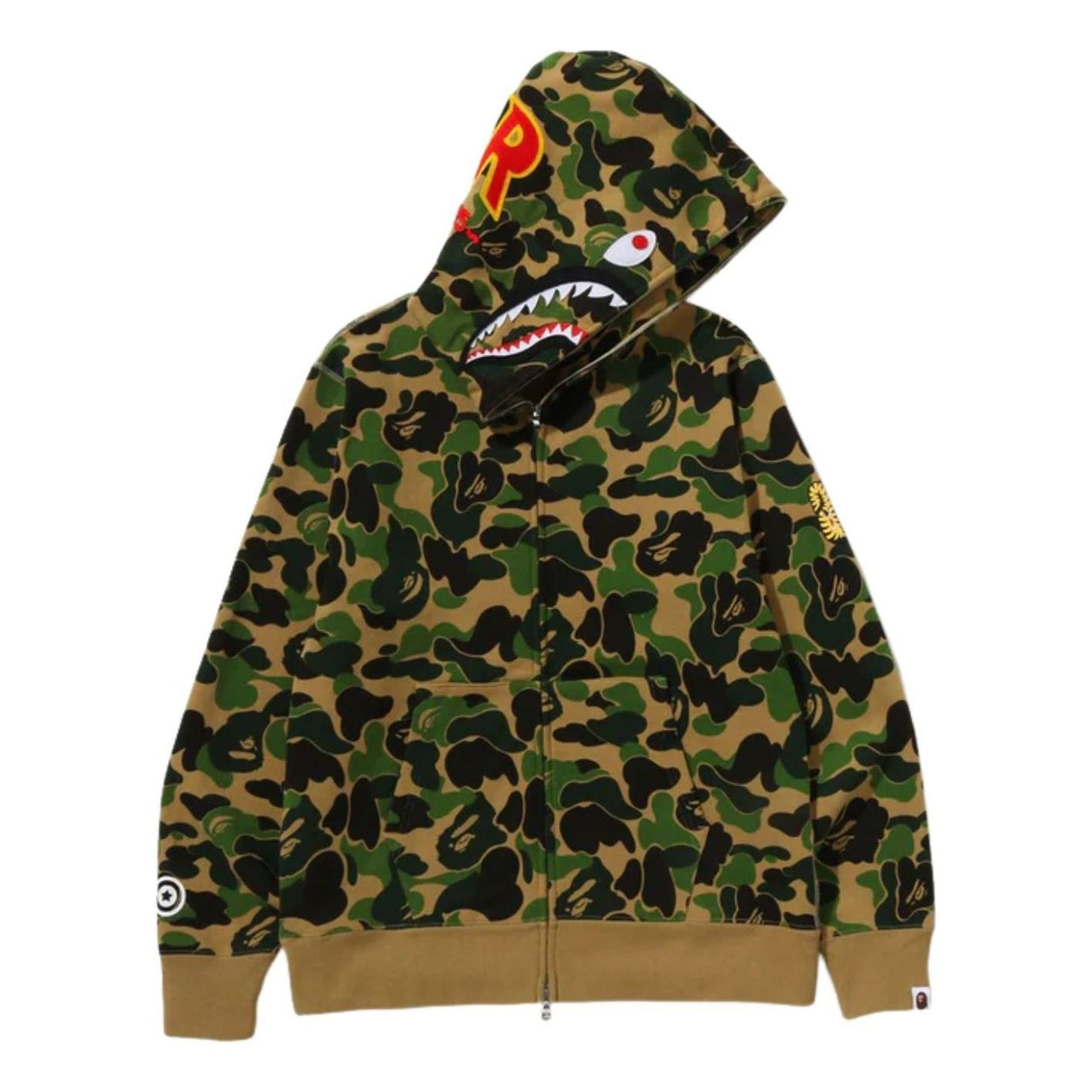 A Bathing Ape ABC Camo 2nd Shark Full Zip Hoodie 'Green' 1M30-115-008-GRN