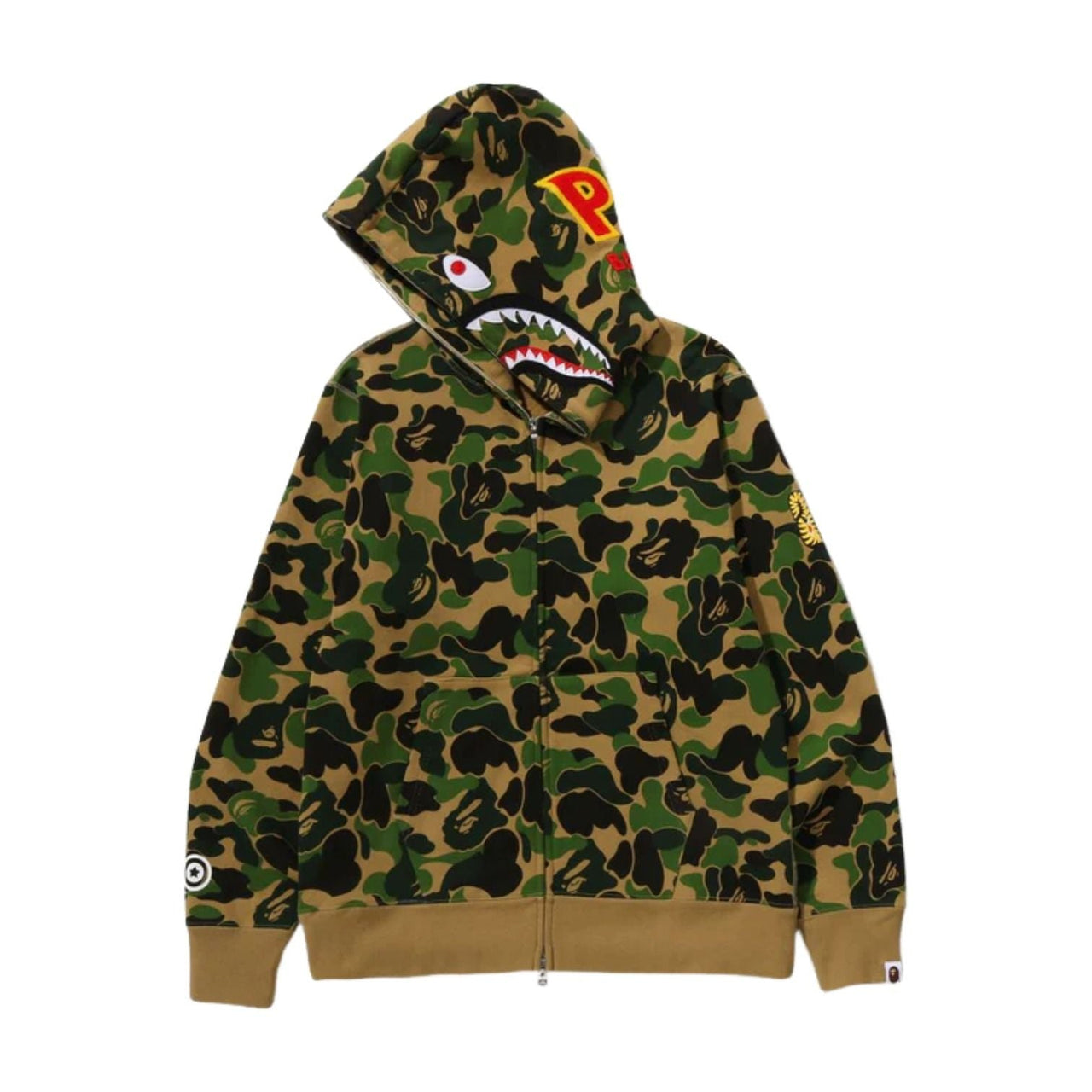 A Bathing Ape ABC Camo 2nd Shark Full Zip Hoodie 'Green' 1M30-115-008-GRN