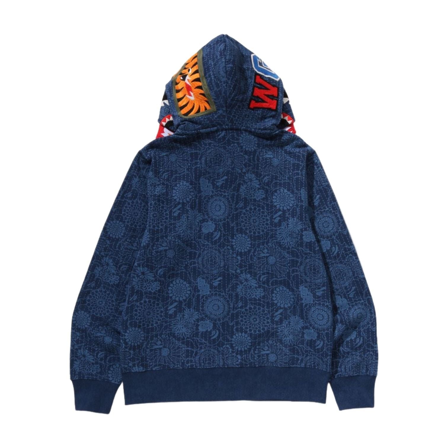 A Bathing Ape Japanese Indigo Art Camo Double Tiger Shark Full Zip Hoodie 'Indigo' 1M30-115-305-IND