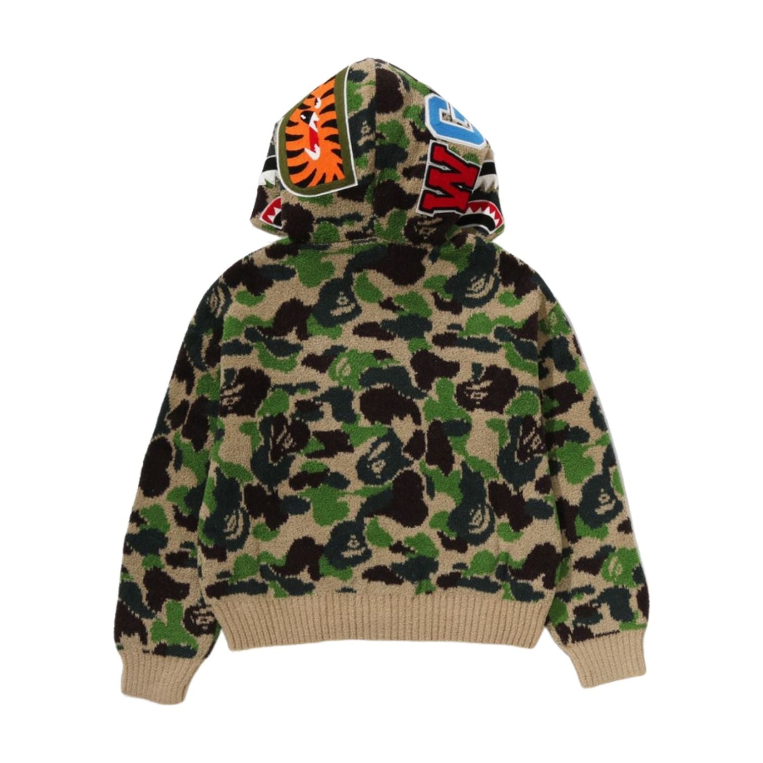 A Bathing Ape Camo Towel Jacquard Shark Full Zip Hoodie 'Green' 1M30-215-304-GRN