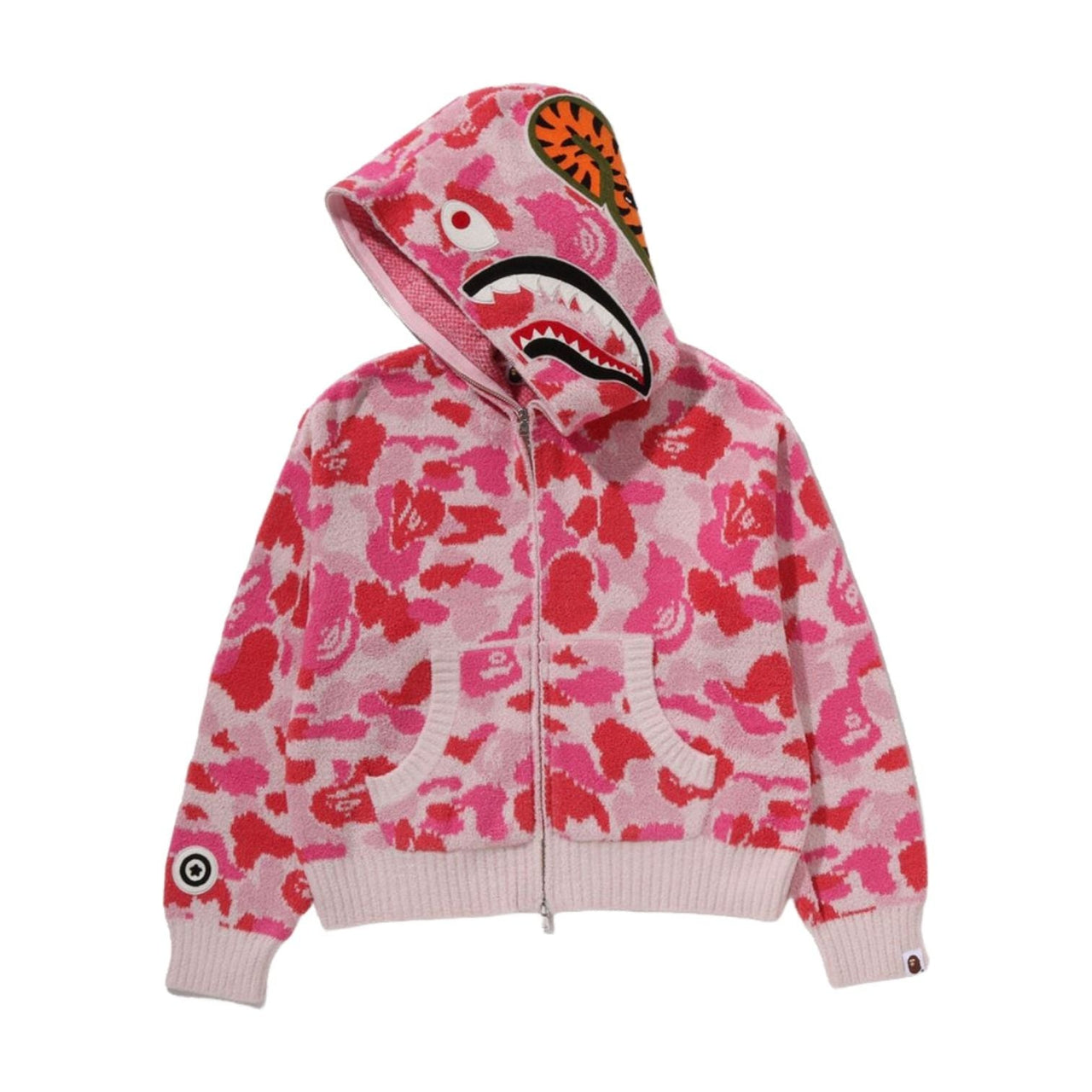 A Bathing Ape Camo Towel Jacquard Shark Full Zip Hoodie 'Pink' 1M30-215-304-PNK