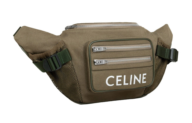 CELINE Polyamide Fabric Sling Bag, Crossbody Bag, Fanny Pack Tubas Men's Khaki Green