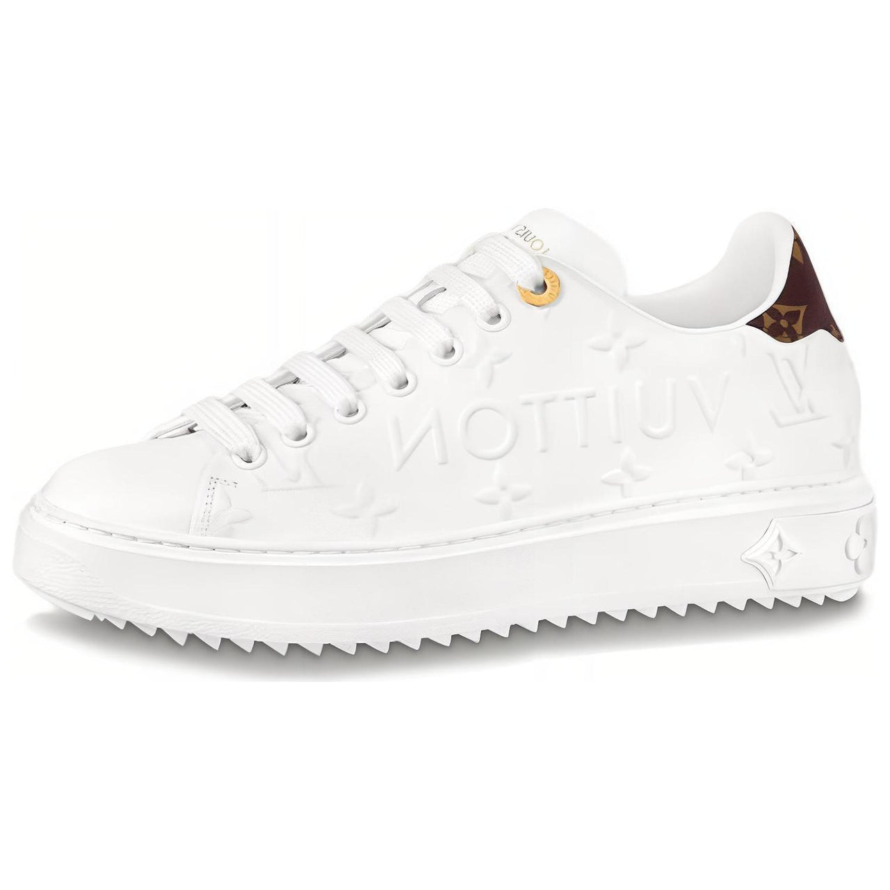 LOUIS VUITTON Time Out Debossed LV Monogram Leather White White Women's