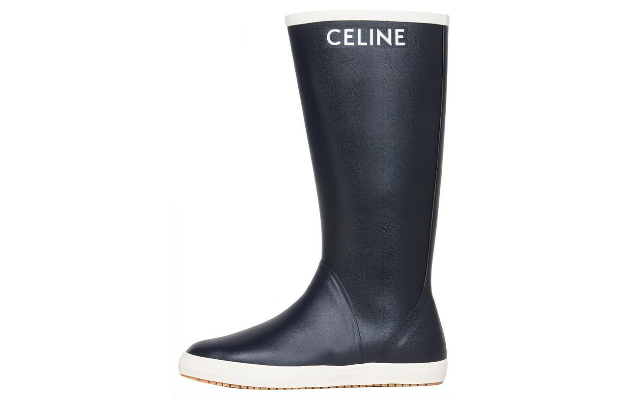 CELINE Les Bottes De Pont Knee-high Boots Women's Marine Blue
