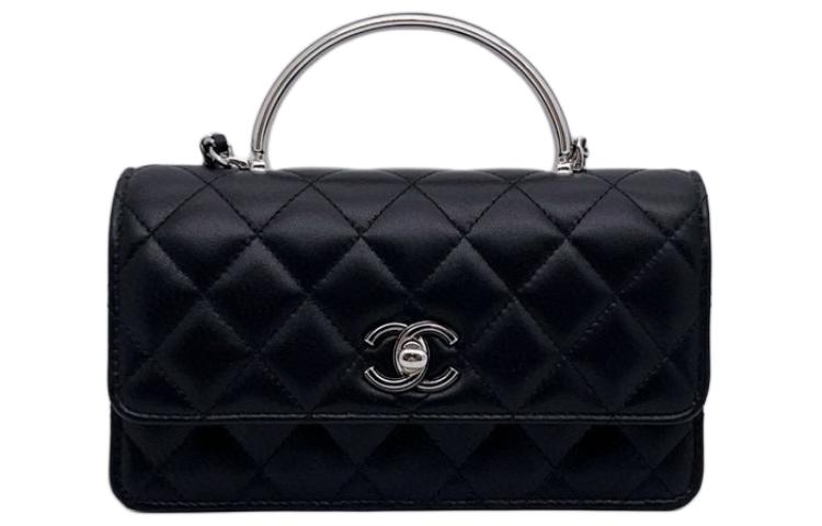 CHANEL Lambskin Mouth Cover Bag Crossbody Bag Women's Black