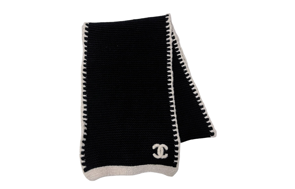 CHANEL Knit Scarves Women's Black
