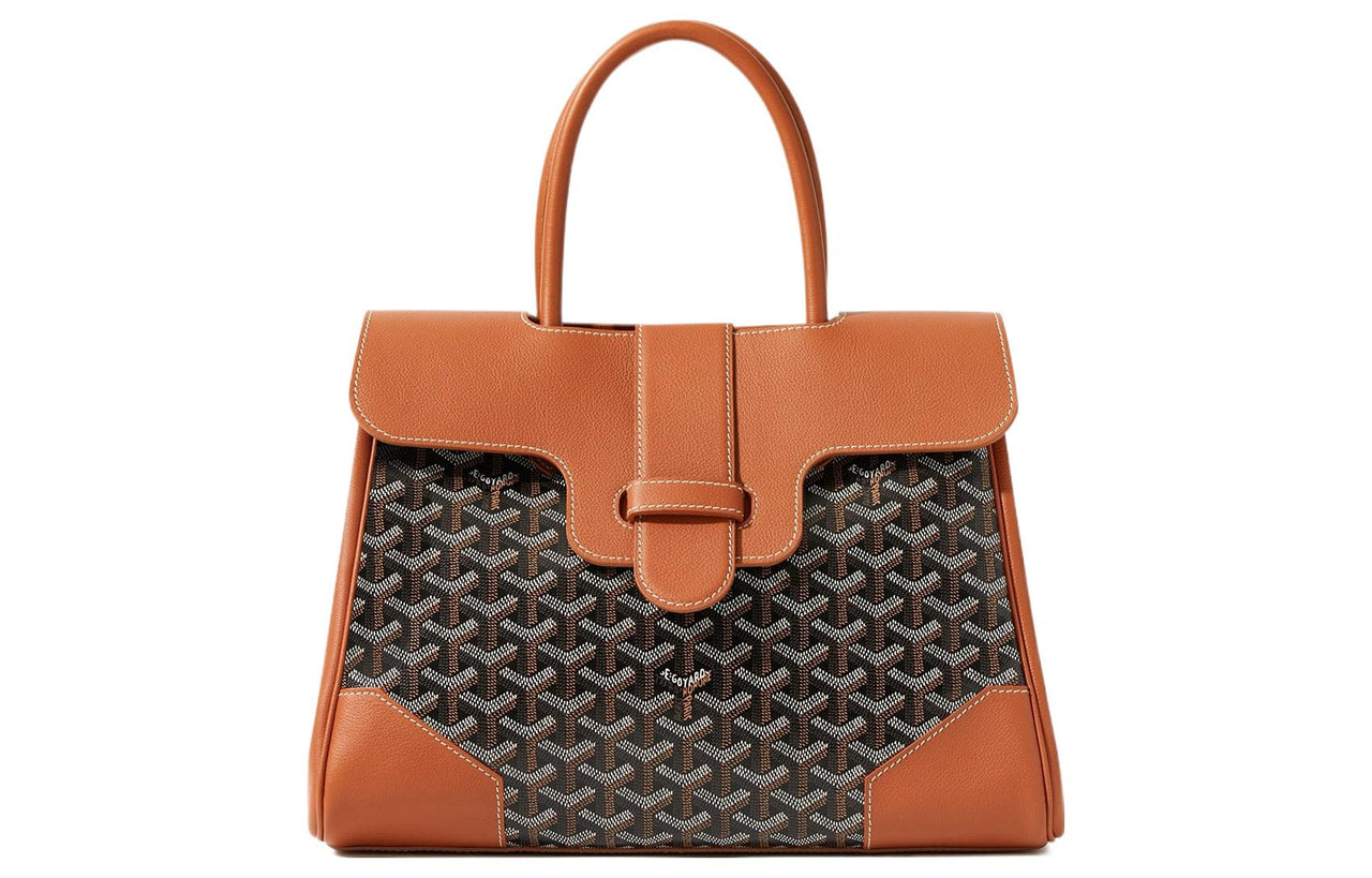 GOYARD Saigon Canvas With Leather Xigong Tote Handbags Shoulder Bags Large Size Unisex Black/Tan
