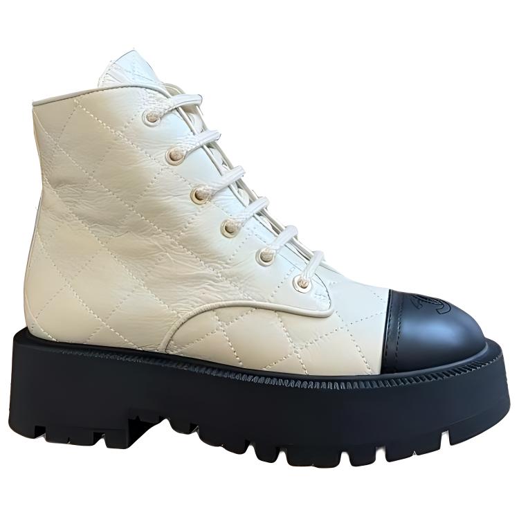 CHANEL Short Martin Boot Women's White