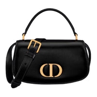 DIOR 30 Montaigne Cow Leather Shoulder Bag Crossbody Bag Handbag Small Size Women's Black