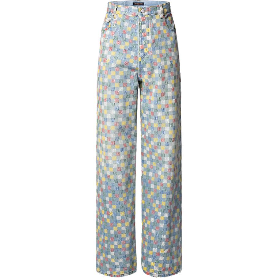 LOUIS VUITTON Damier Denim Wide-Leg Pants