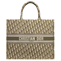 DIOR BookTote Canvas Canvas Bag Tote Bag Shopping Bag Handbag Large Size Women's Green