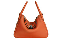 HERMES Lindy Clemence Bullock Leather Handbag Shoulder Bag Regular Women's Orange