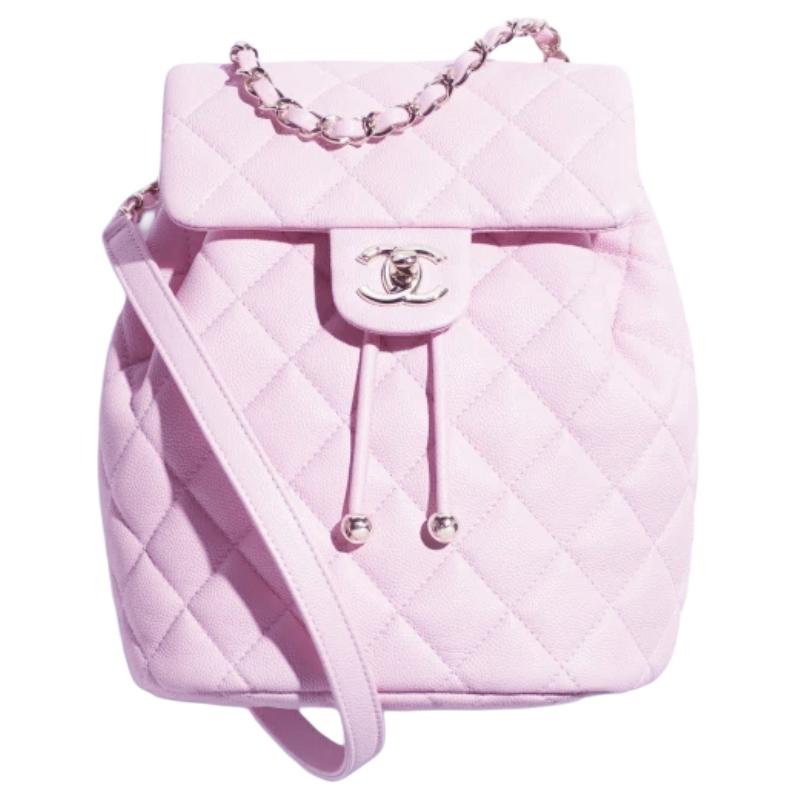 CHANEL Shiny Calfskin Backpack Women's Light Purple
