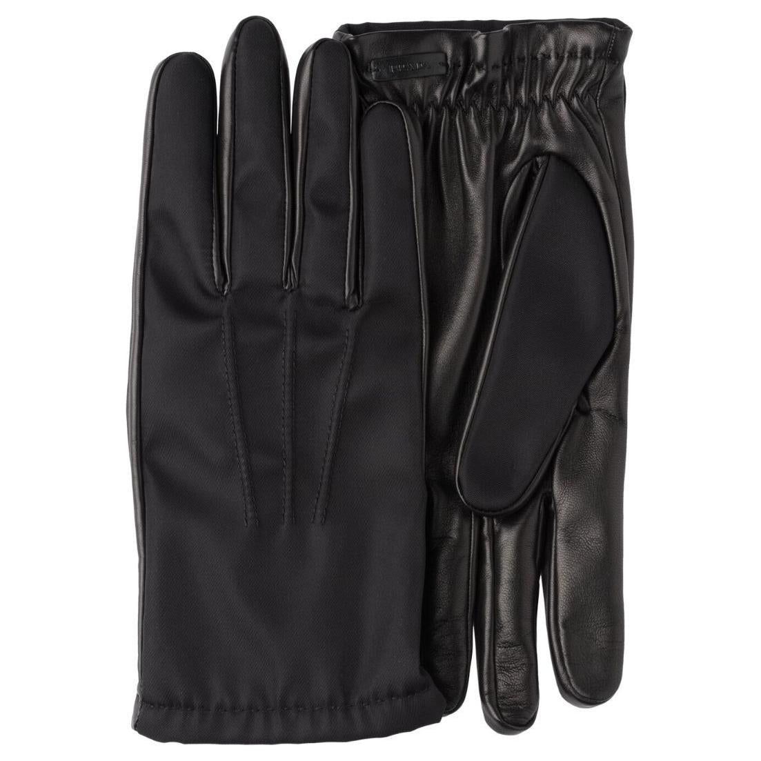 PRADA Leather Recycled Nylon Other Gloves Men's Black