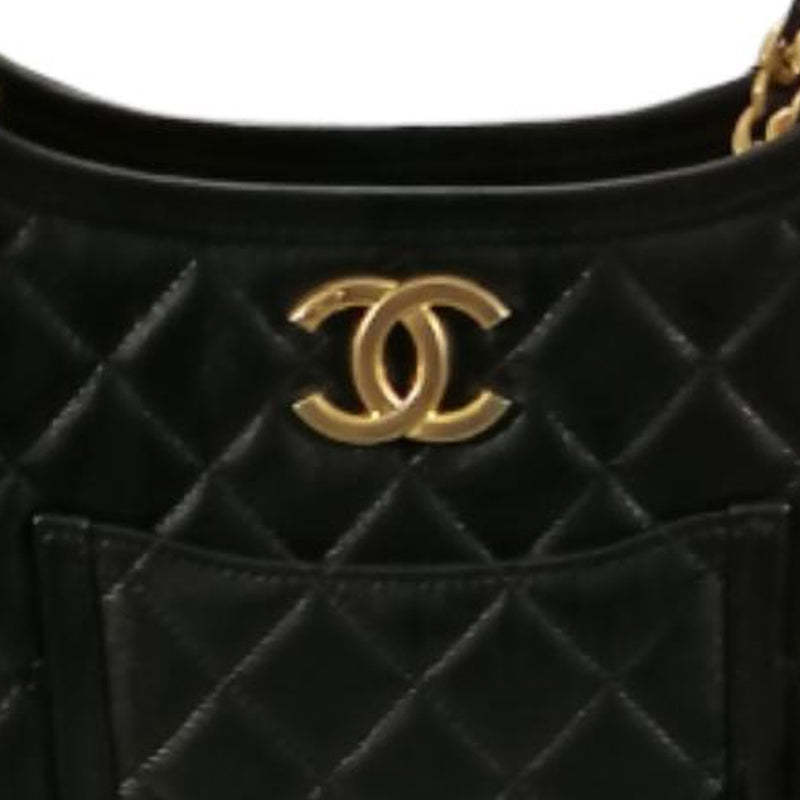 CHANEL Leather Hobo Bag Shoulder Bag Crossbody Bag Women's Black