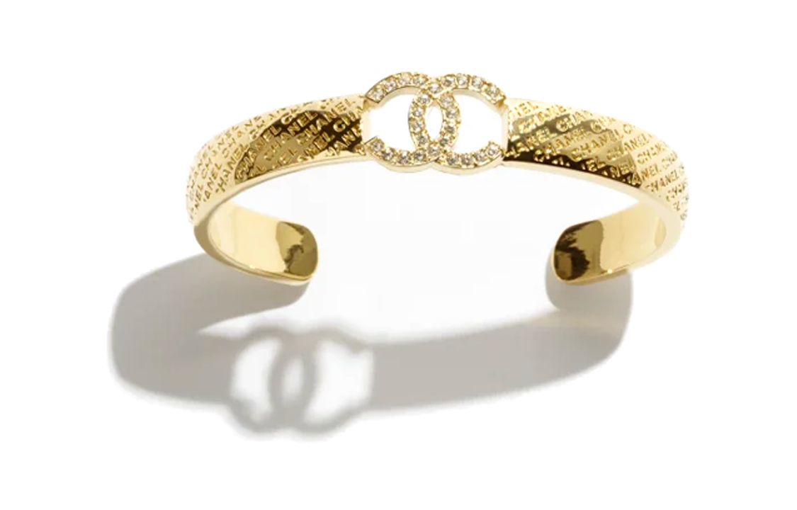 CHANEL Metal, Rhinestone Bangles Women's Gold