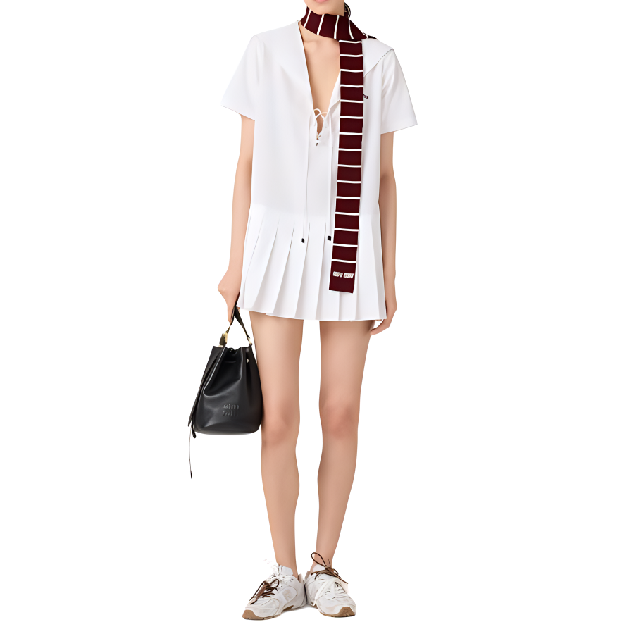 MIU MIU SS24 Short Sleeved Dress Women's White
