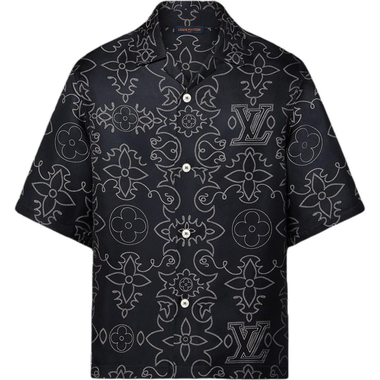 LOUIS VUITTON Printed Short-Sleeved Silk Shirt