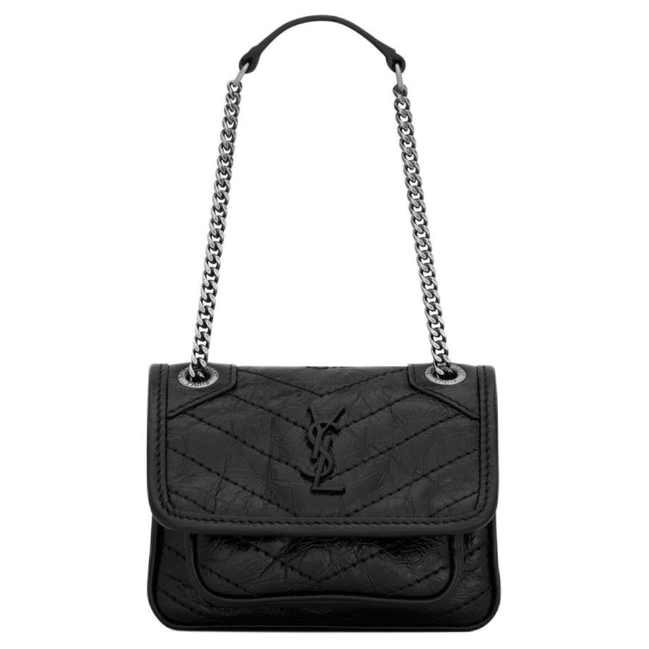 SAINT LAURENT Niki Leather Handbag Mini Women's Black